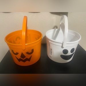 Used Mcds Halloween buckets - the orange pumpkin and white ghost